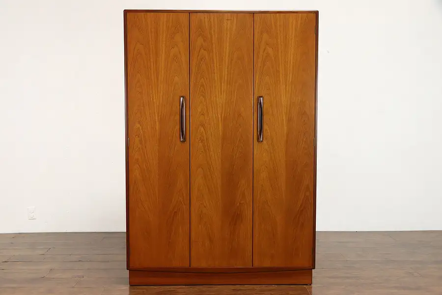 Main image of Midcentury Modern 1960 Vintage English Armoire, Wardrobe or Closet, Gomme