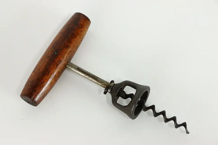 Main image of Wooden Handle Antique Corkscrew, Wine Bottle Opener, Williamson