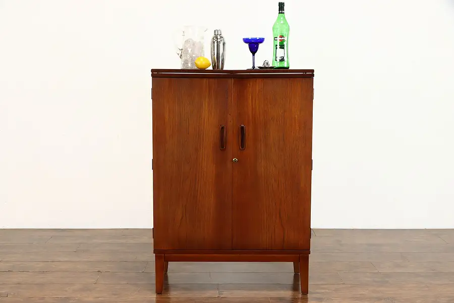 Main image of Midcentury Modern Vintage Teak Flip Top Bar Cabinet or Server, Turnidge