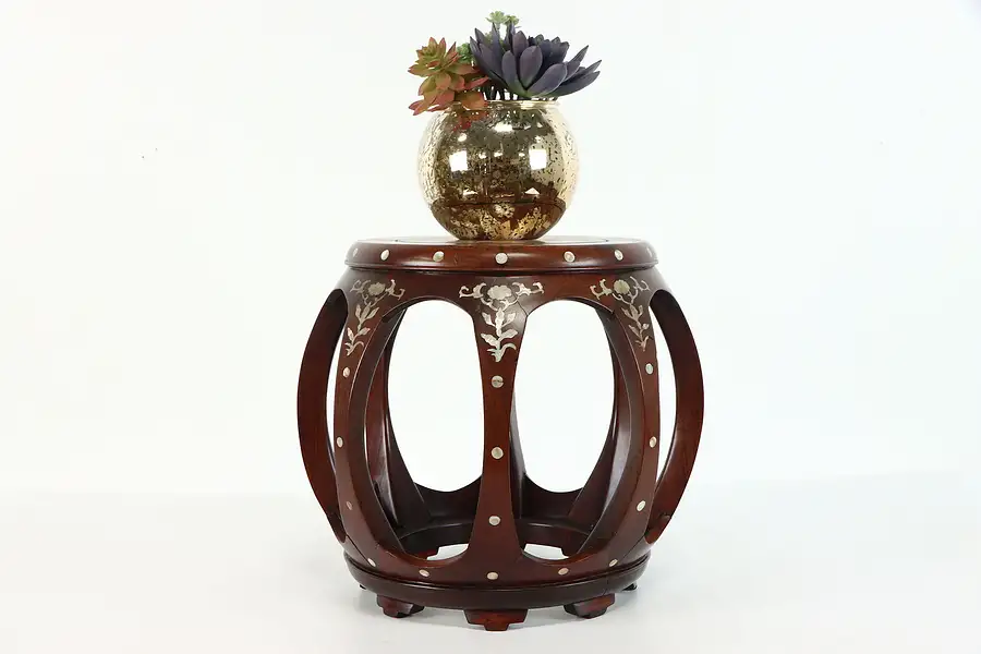 Main image of Chinese Vintage Rosewood Plant Stand or Sculpture Pedestal, Pearl Inlay