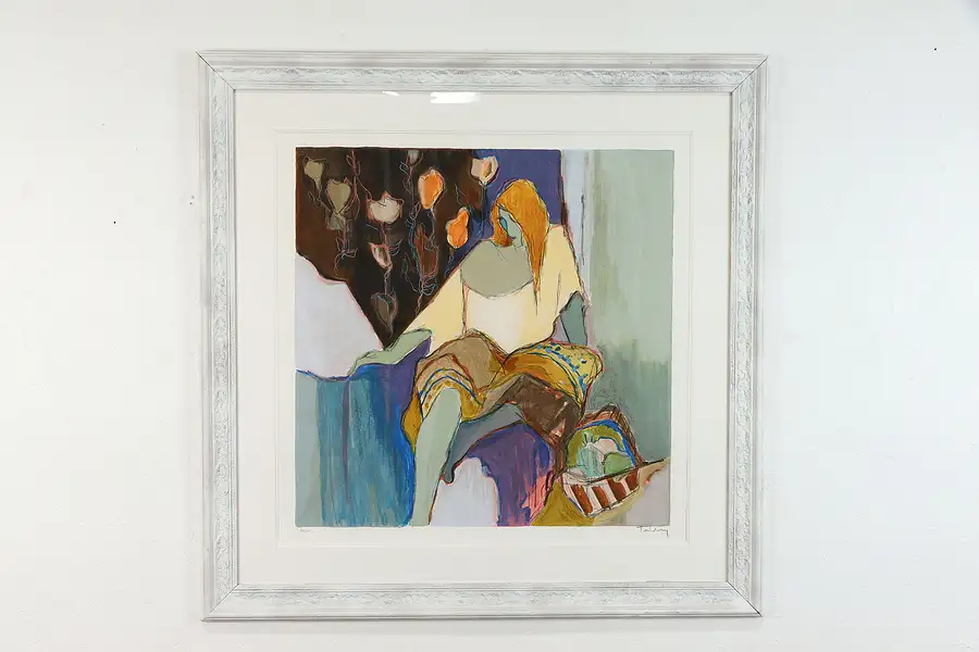 Main image of Elegant Woman & Flowers Original Vintage Serigraph Print, Tarkay 40"