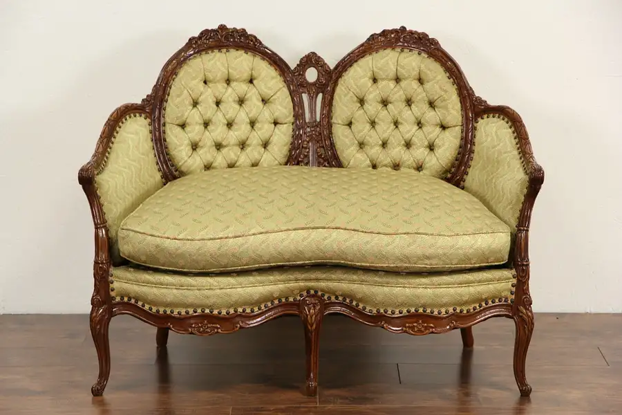 Main image of Carved 1940's Vintage Loveseat