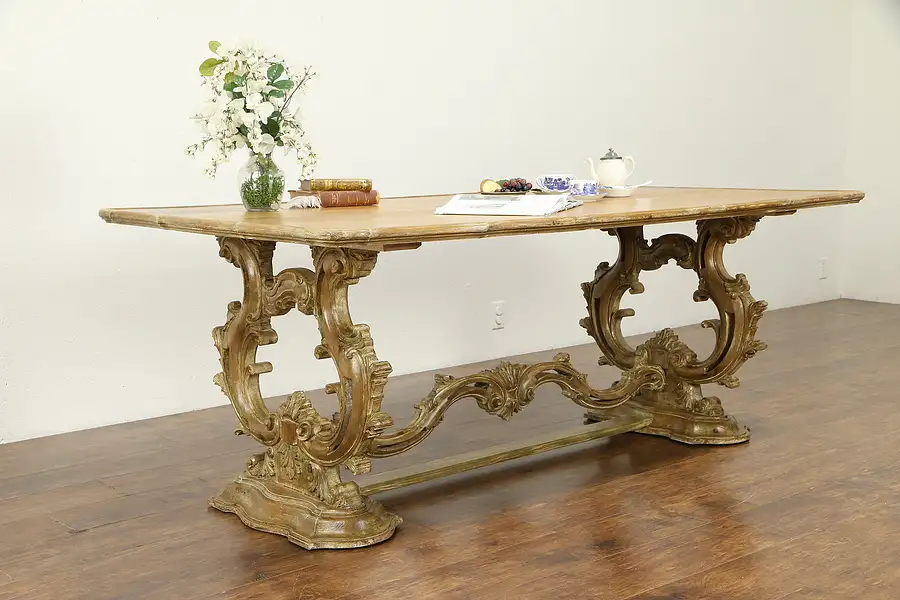 Main image of Baroque Carved Italian Vintage Dining or Library Table, Dominick Argento