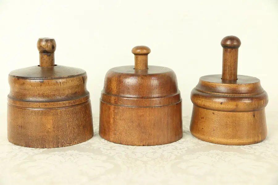 Main image of Set of 3 Antique Wooden Butter Molds, Including Carved Swan