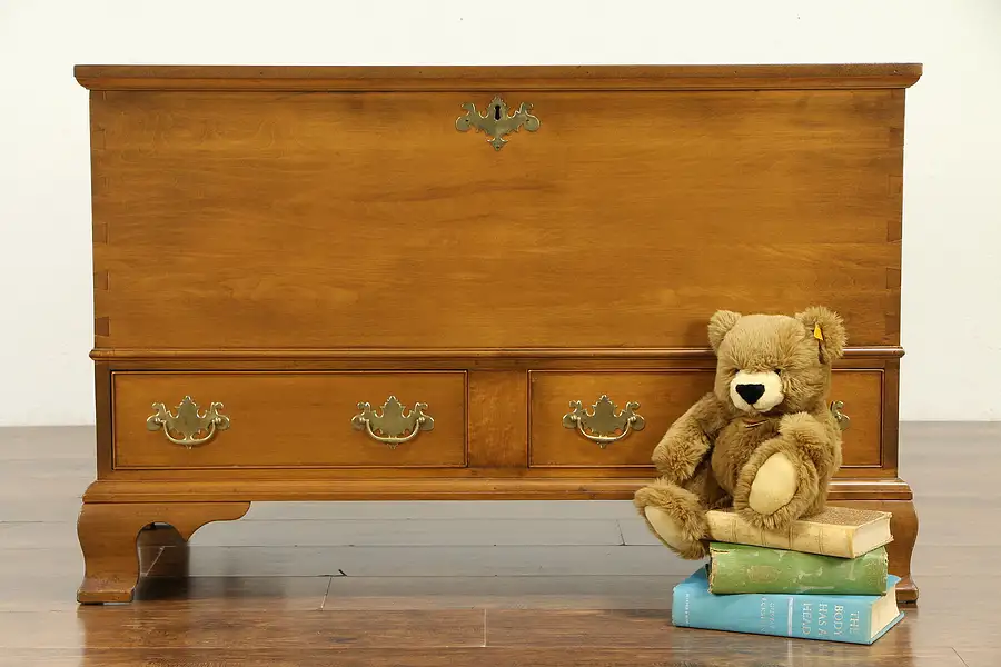 Main image of Cedar Lined Vintage Maple Trunk or Blanket Chest, Dovetail Joints