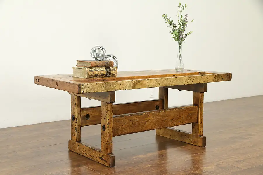 Main image of Coffee Table Salvaged from Antique Maple Carpenter Workbench