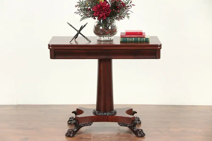 Main image of Empire Antique 1825 Console, Opens to Game Table, Lion Paw Feet