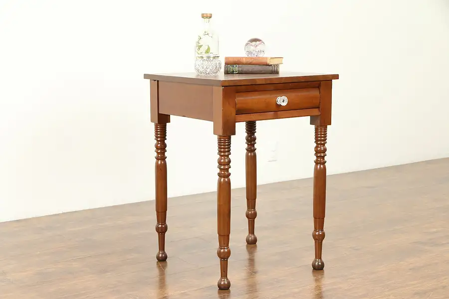 Main image of Cherry Antique 1840 Nightstand or End Table, Glass Knob, Ohio