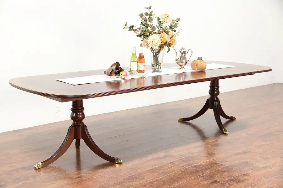 Main image of Georgian Traditional 10' Banded Mahogany Dining Table, Ethan Allen