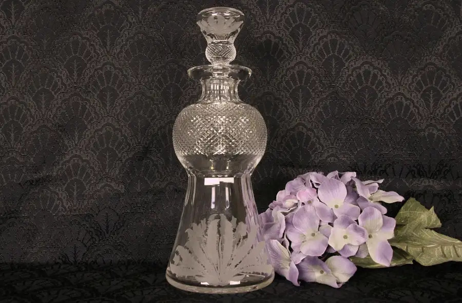 Main image of Edinburgh Thistle Signed 11" Cut Scottish Crystal Decanter & Stopper