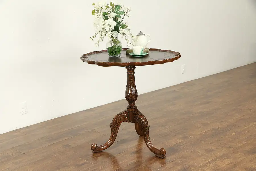 Main image of Traditional Vintage Lamp or Tea Table, Carved Mahogany, Maitland Smith