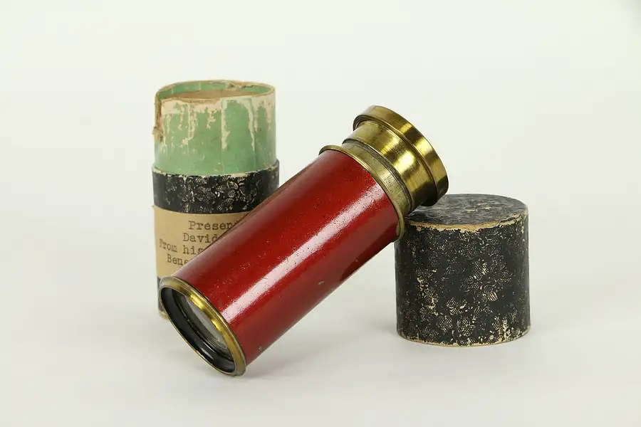 Main image of Enameled Antique Small Telescope, Case, Inscribed