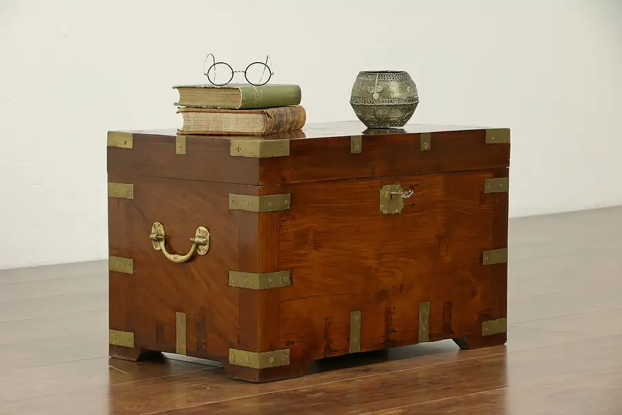 Main image of Rosewood Vintage Thai Treasure Chest or Trunk, Brass Mounts