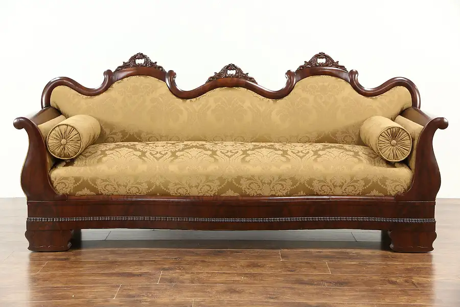 Main image of Empire 1845 Antique Mahogany Sofa, New Upholstery