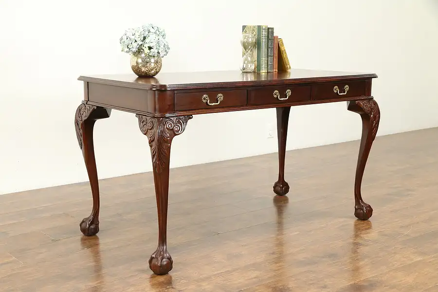 Main image of Georgian Chippendale Style Vintage Library Table or Desk, Bernhardt