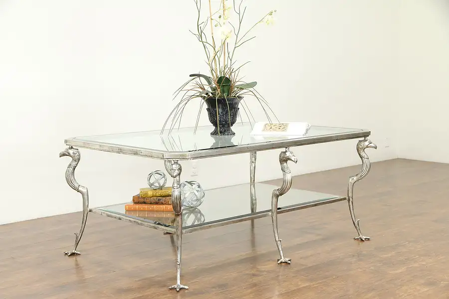 Main image of Marge Carson Designer Coffee or Cocktail Table, Bird Sculpture Legs