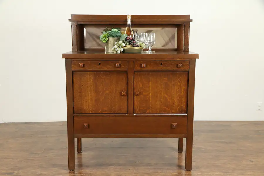 Main image of Arts & Crafts Mission Oak Antique Craftsman Sideboard, Server or Buffet