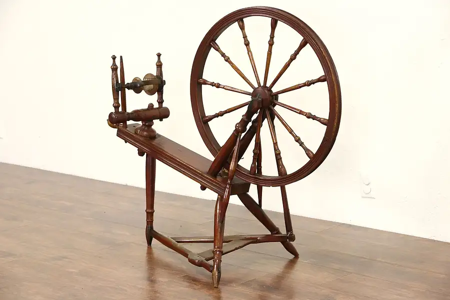 Main image of Maple Hand Made Spinning Wheel, mid 1800's Antique