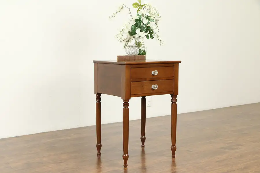 Main image of Sheraton Antique Cherry 1830's Nightstand or Lamp Table, New England