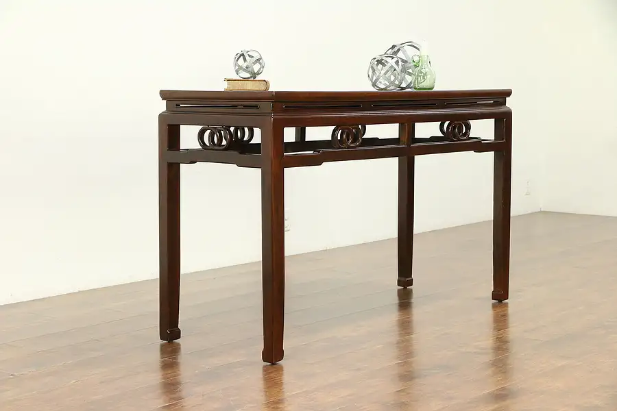 Main image of Chinese Carved Antique Ash Hall Console or Sofa Table