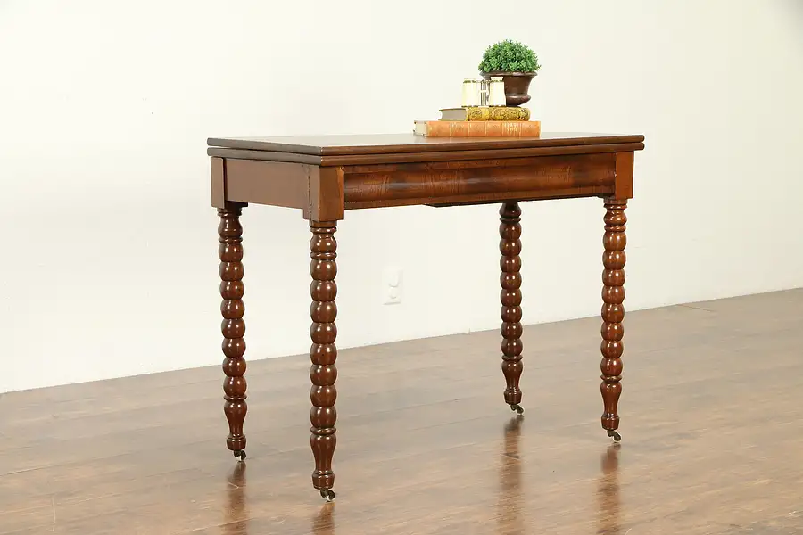 Main image of Victorian Antique Walnut Hall Console Flips Open to Game Table