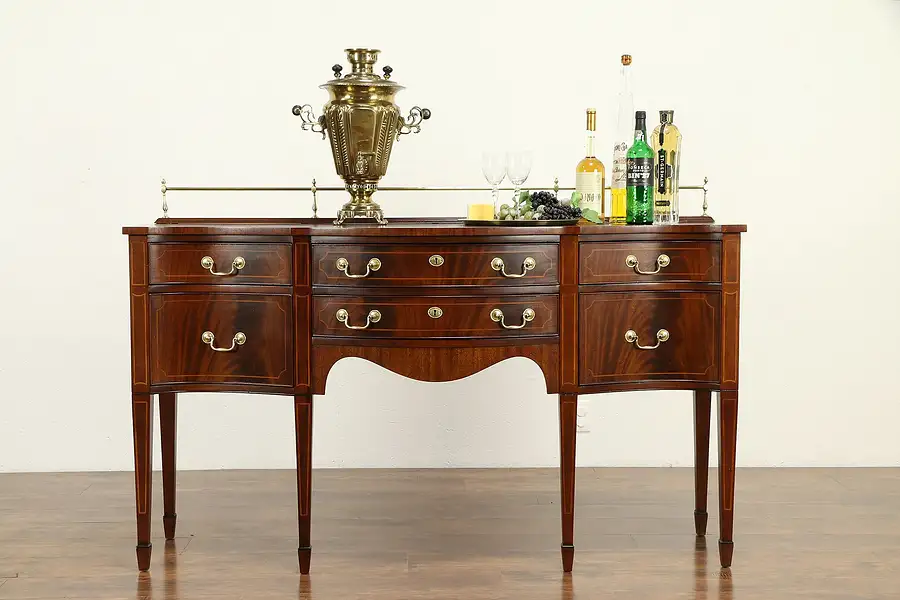 Main image of Georgian Style Vintage Sideboard Server, Signed Heritage, Banded Mahogany