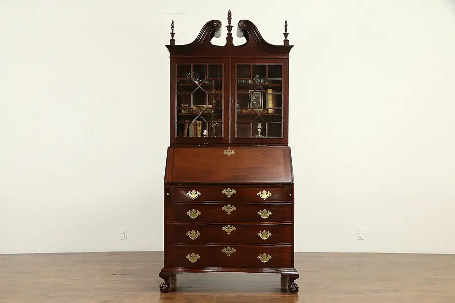 Main image of Georgian Design Antique Secretary Desk & Bookcase, Secret Compartments