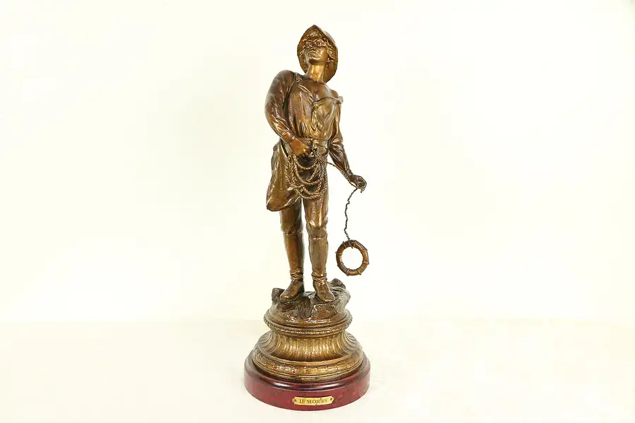 Main image of Rescue Le Secours Sculpture French Antique Sailor Statue