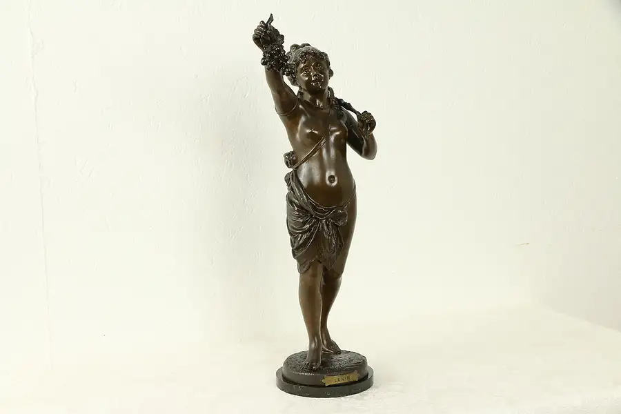 Main image of Le Vin or Wine, Antique Sculpture of Grape Harvester, Paul Aichele