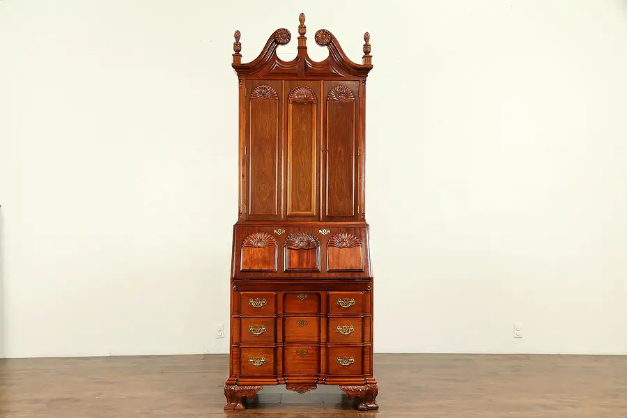 Main image of Traditional Georgian Style Mahogany Vintage Secretary Desk & Bookcase