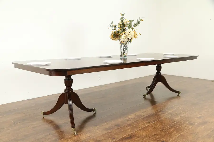 Main image of Traditional Mahogany English Antique Dining Table, Opens 10 1/2'