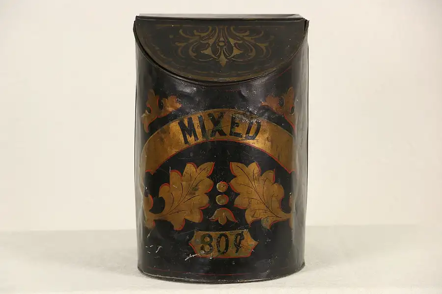 Main image of Toleware Painted Tin 1880 Antique Tea Hopper Bin