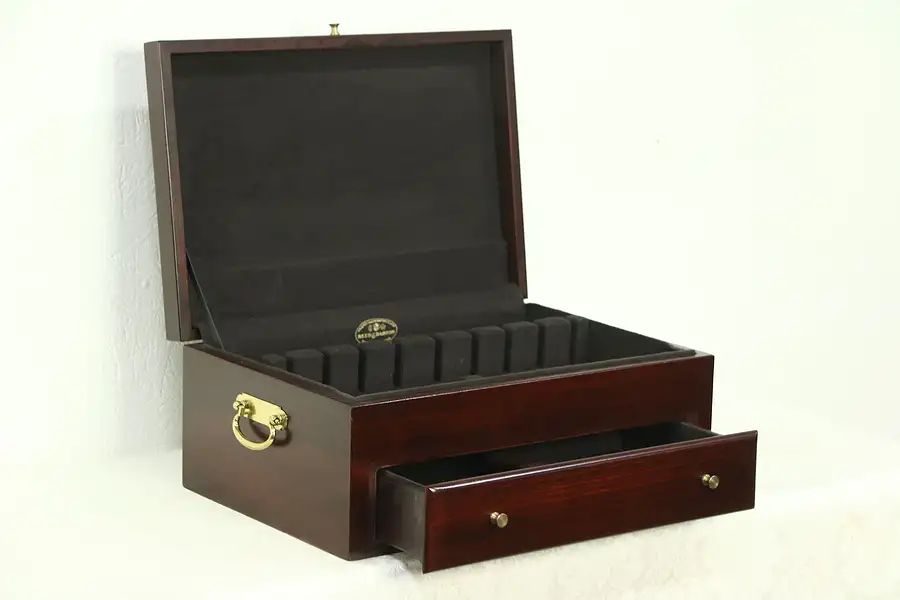 Main image of Reed & Barton Vintage Mahogany Finish Silverware Chest, Hagerty Cloth Lined