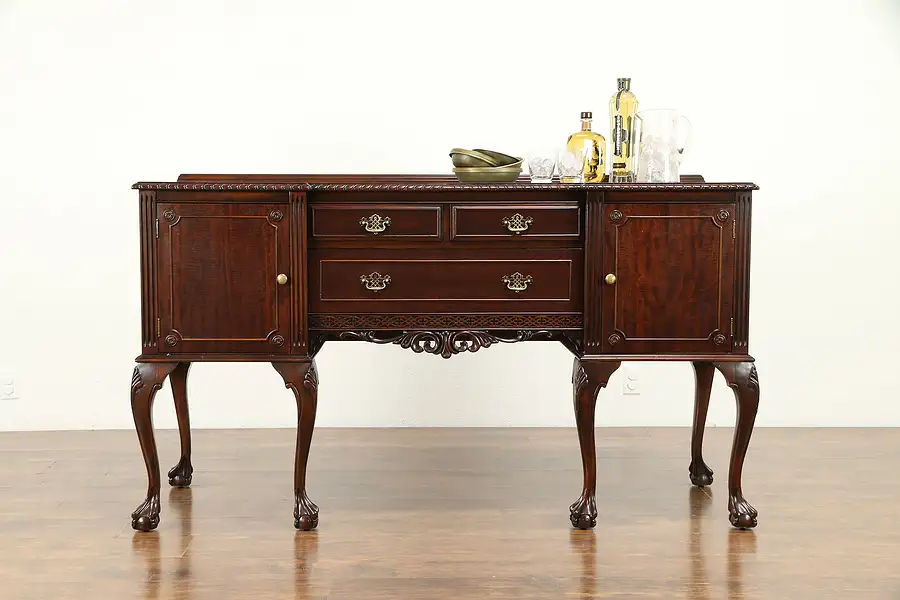 Main image of Georgian Design Vintage Carved Mahogany Sideboard, Server or Buffet