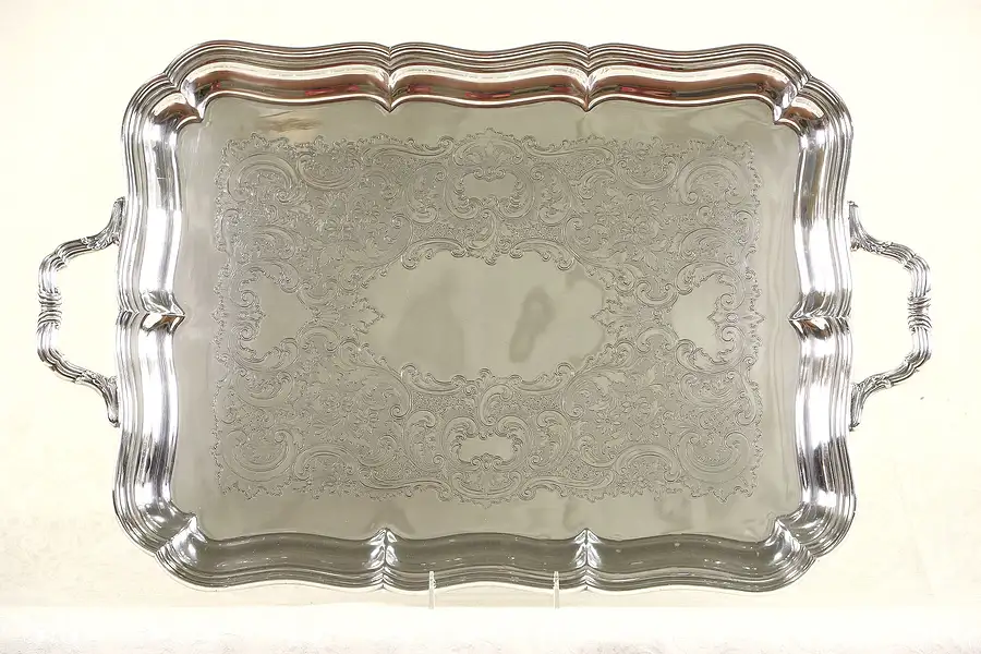 Main image of Gorham Signed Vintage Silver Plate Butler Tray with Handles