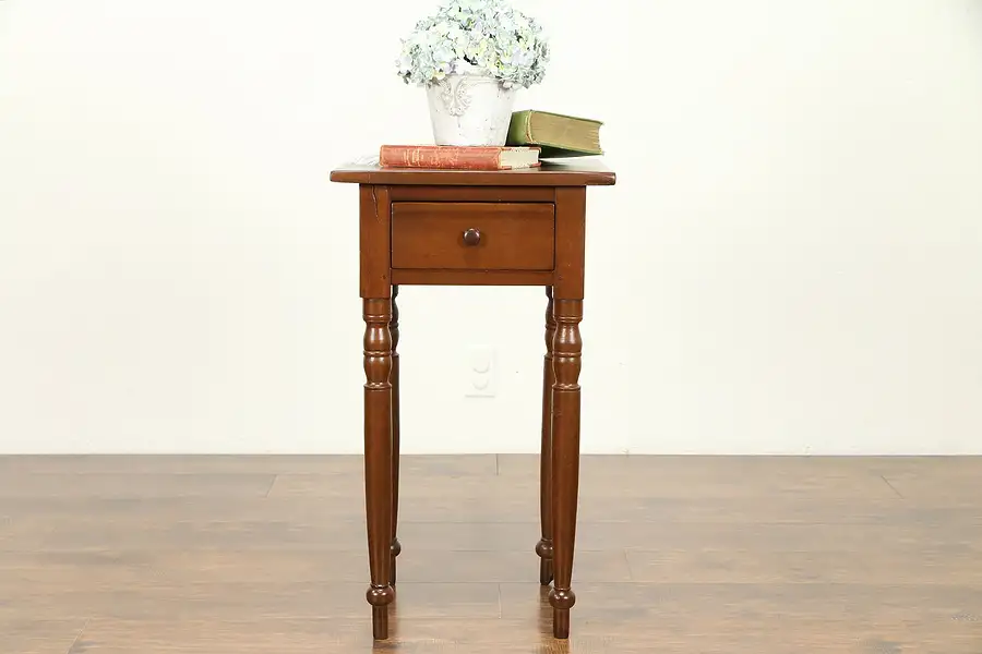 Main image of Cherry Farmhouse Antique 1830 Country Sheraton Nightstand or End Table