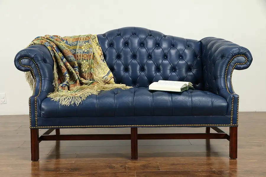 Main image of Chesterfield Vintage Tufted Leather Sofa or Loveseat