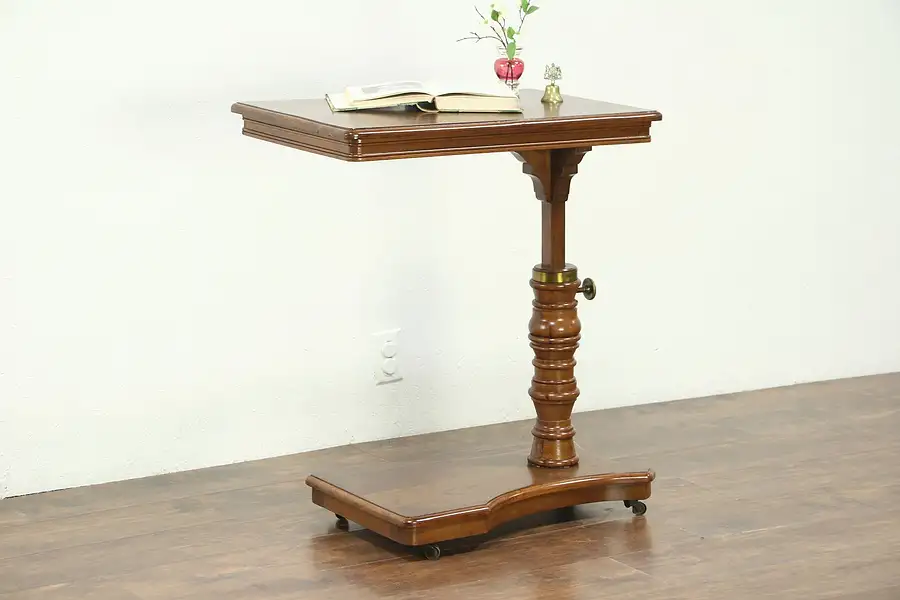 Main image of Victorian Walnut Antique Adjustable Bedside Reading Table, England