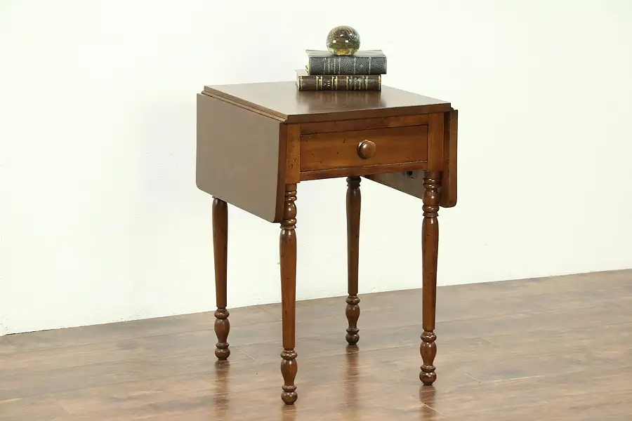 Main image of Sheraton Antique 1830 Walnut Dropleaf Pembroke Table or Nightstand, Ohio