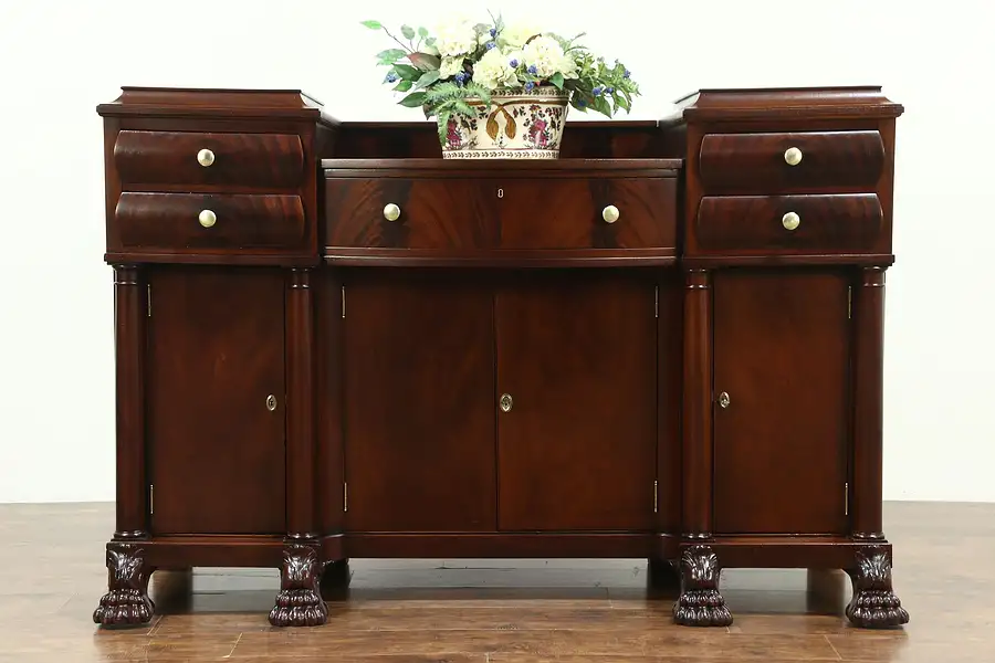 Main image of Empire Antique 1900 Mahogany Sideboard, Server or Buffet, Paw Feet