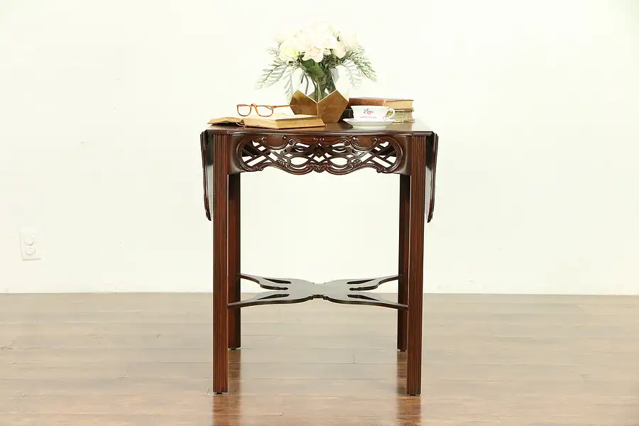 Main image of Dropleaf Mahogany Carved Lamp Table, Baker Charleston Collection