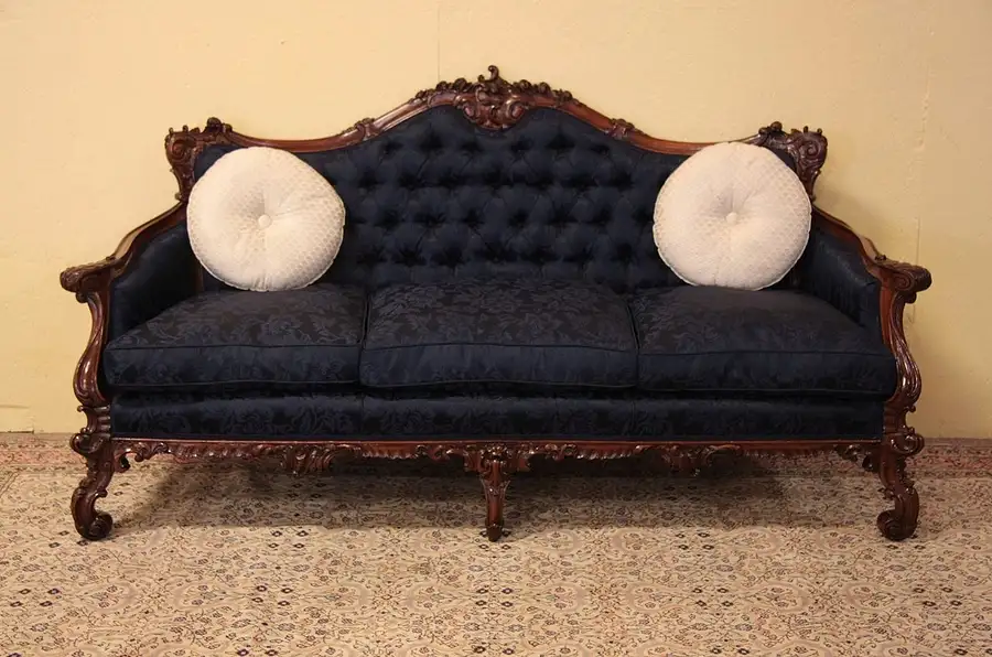 Main image of French Carved Sofa, Down Cushions