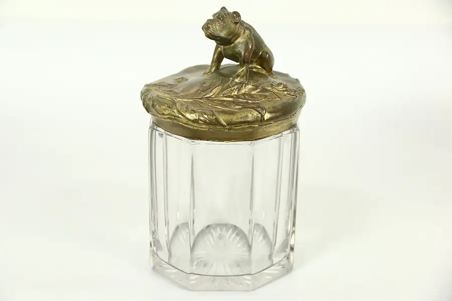 Main image of Tobacco or Antique Art Nouveau Cigar Jar, Bulldog Lid