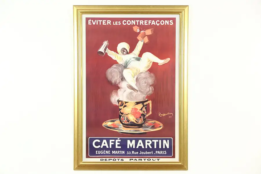 Main image of Cafe Martin Coffee Advertising Poster, Custom Frame, Signed Leonetto Capiello