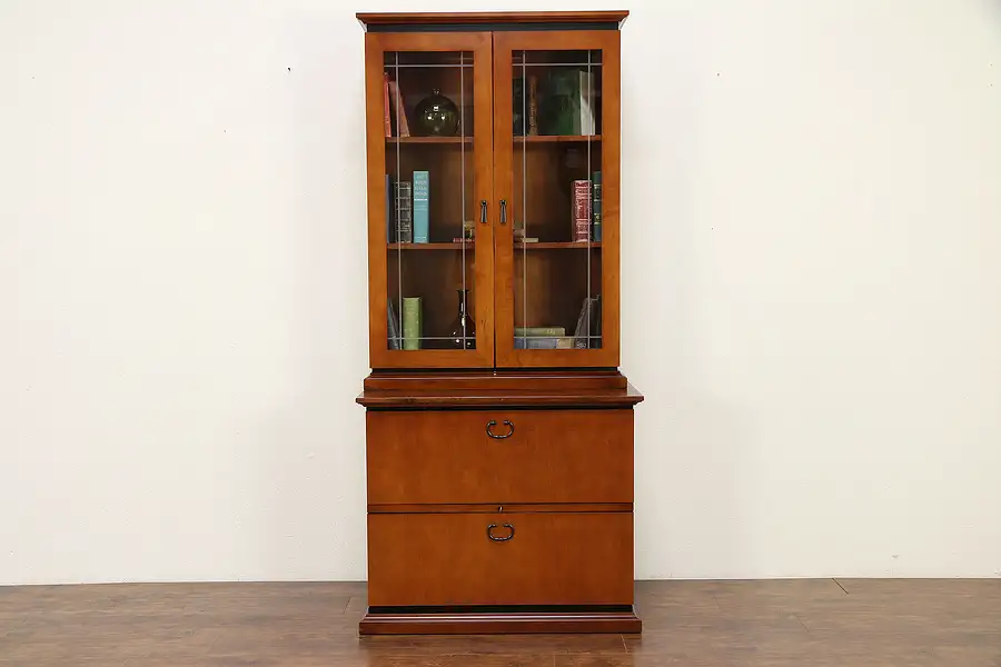 Main image of Cherry Vintage Library or Office Lateral File & Bookcase, Paoli A