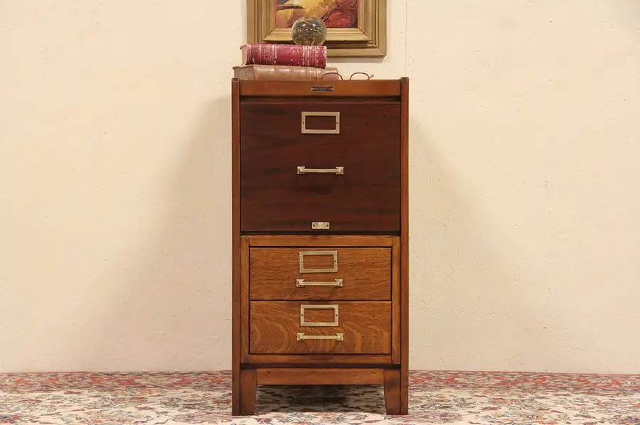 Main image of Deskside Chicago File Cabinet, 1920 Antique 3 Drawer