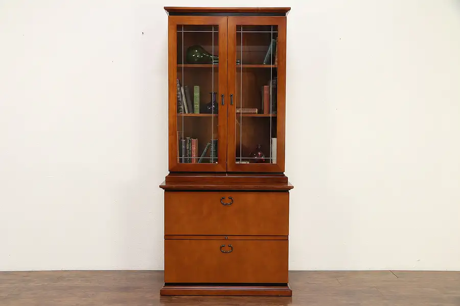 Main image of Cherry Vintage Library or Office Lateral File & Bookcase, Paoli B