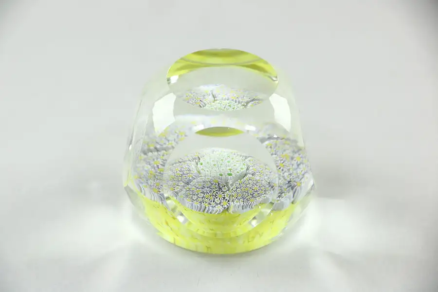 Main image of Paperweight, Faceted Itailian Blown Glass, Signature Cane