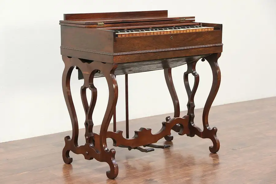 Main image of Victorian Antique Rosewood Melodeon Organ, Pat. 1846, Signed Prince