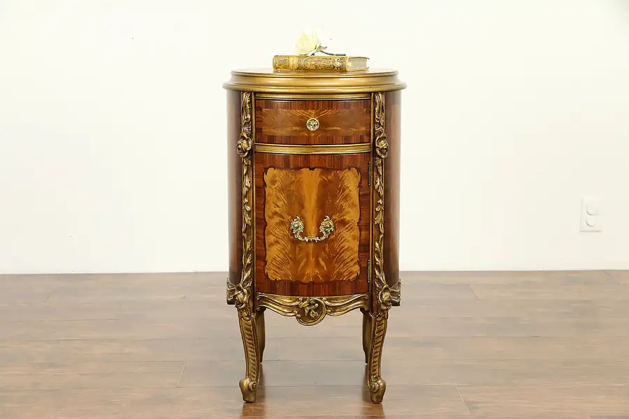 Main image of Satinwood & Rosewood Marquetry Pedestal, End Table or Nightstand Rockford